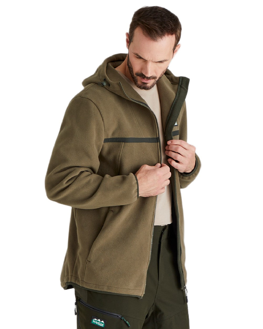 Ivy Green Coloured Ridgeline Kodiak Fleece Jacket on white background