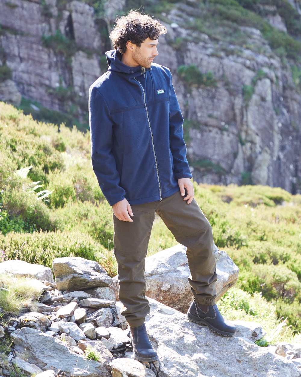 Navy Coloured Ridgeline Kodiak Fleece Jacket on outdoor background