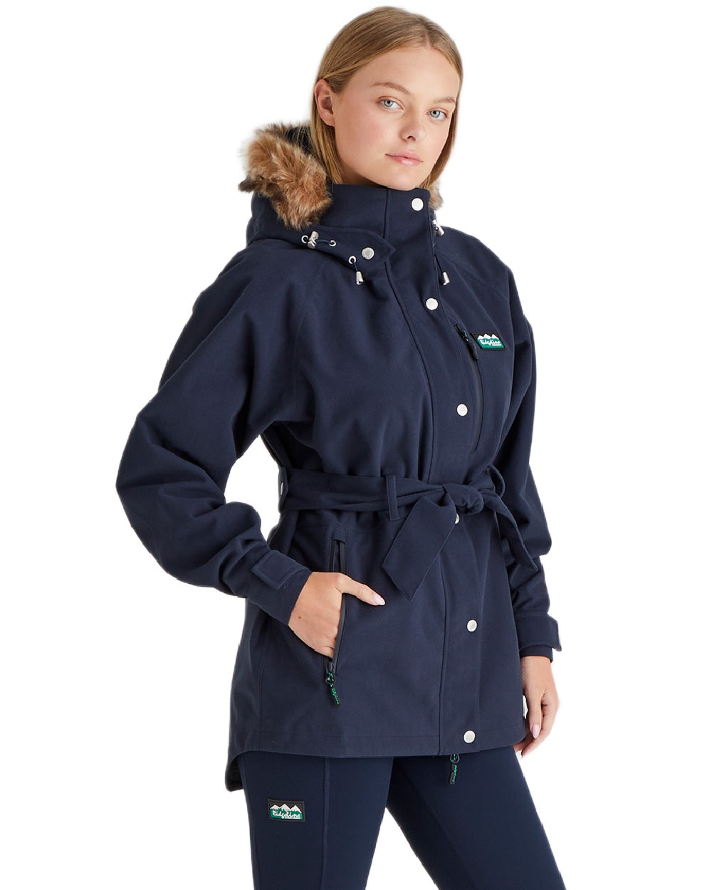 Navy Coloured Ridgeline Ladies Monsoon Nordic Jacket on white background