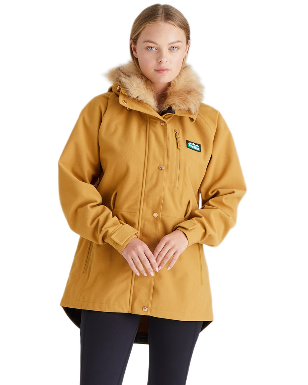 Ochre Coloured Ridgeline Ladies Monsoon Nordic Jacket on white background