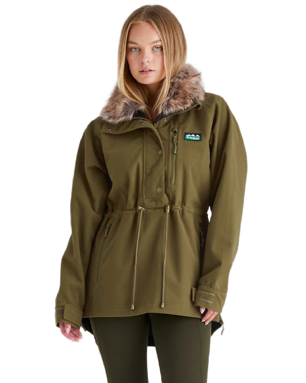 Teak Coloured Ridgeline Ladies Monsoon Nordic Smock on white background