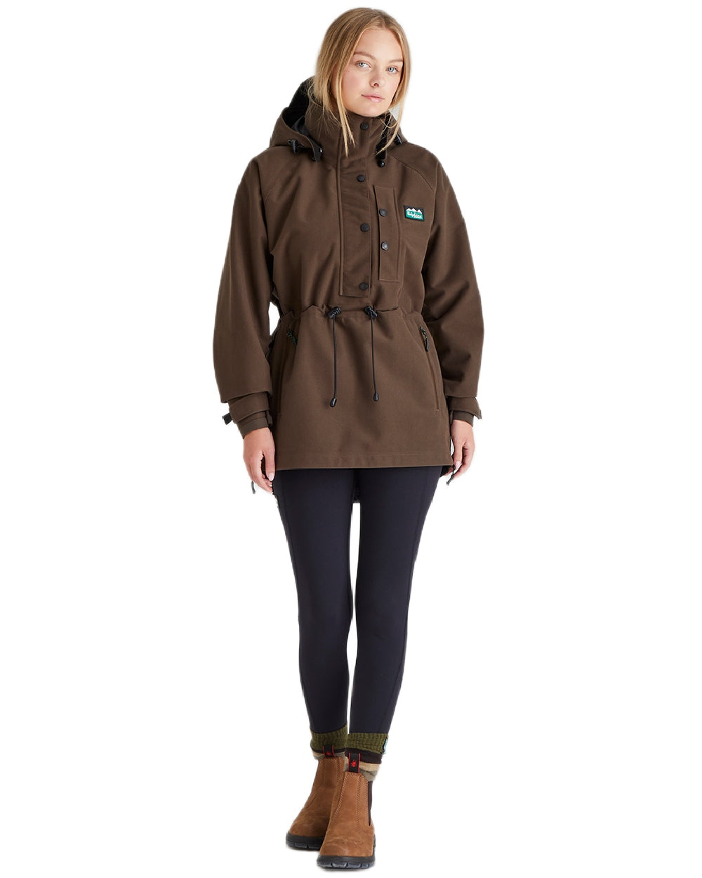 Bark Coloured Ridgeline Ladies Monsoon Waterproof Smock on white background