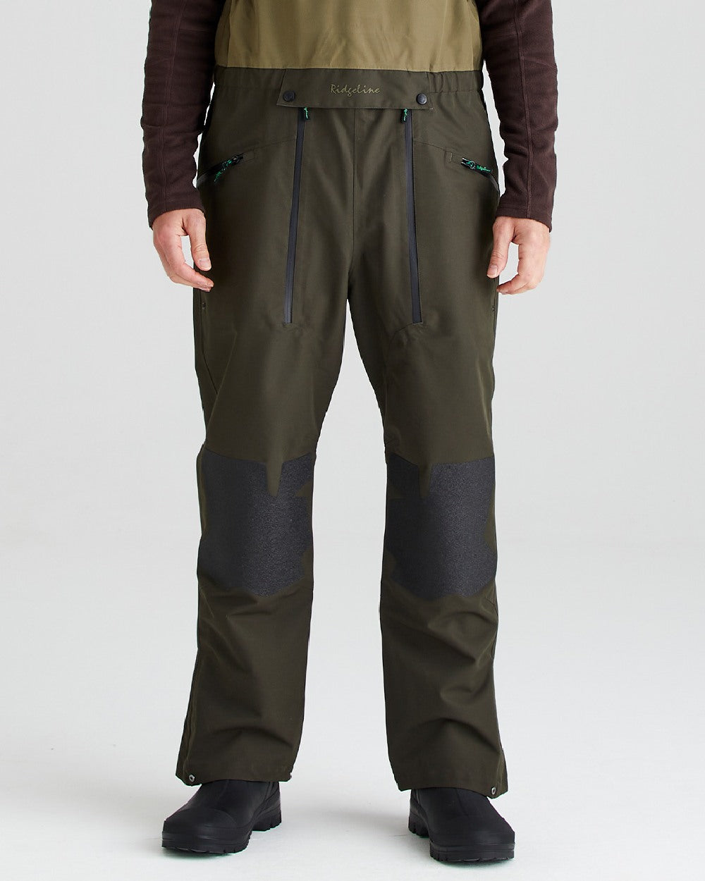 Deep Forest coloured Ridgeline Mens Agri Pro Bib & Brace on grey background