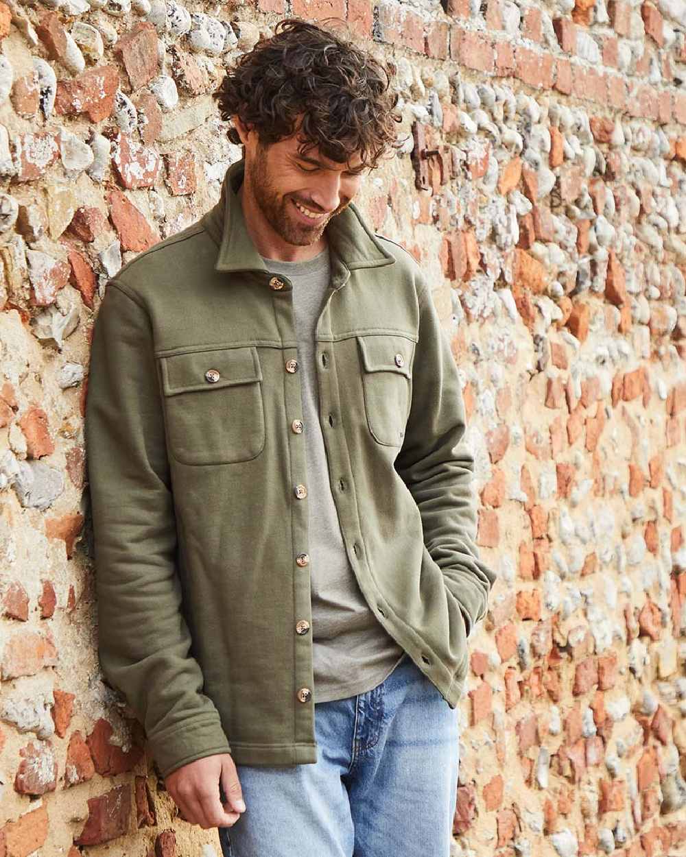 Ivy Green Coloured Ridgeline Mens Burnham Work Shirt on outdoor background