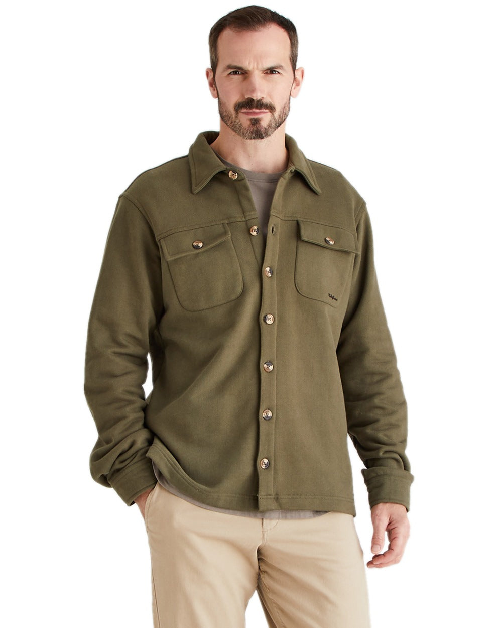 Ivy Green Coloured Ridgeline Mens Burnham Work Shirt on white background