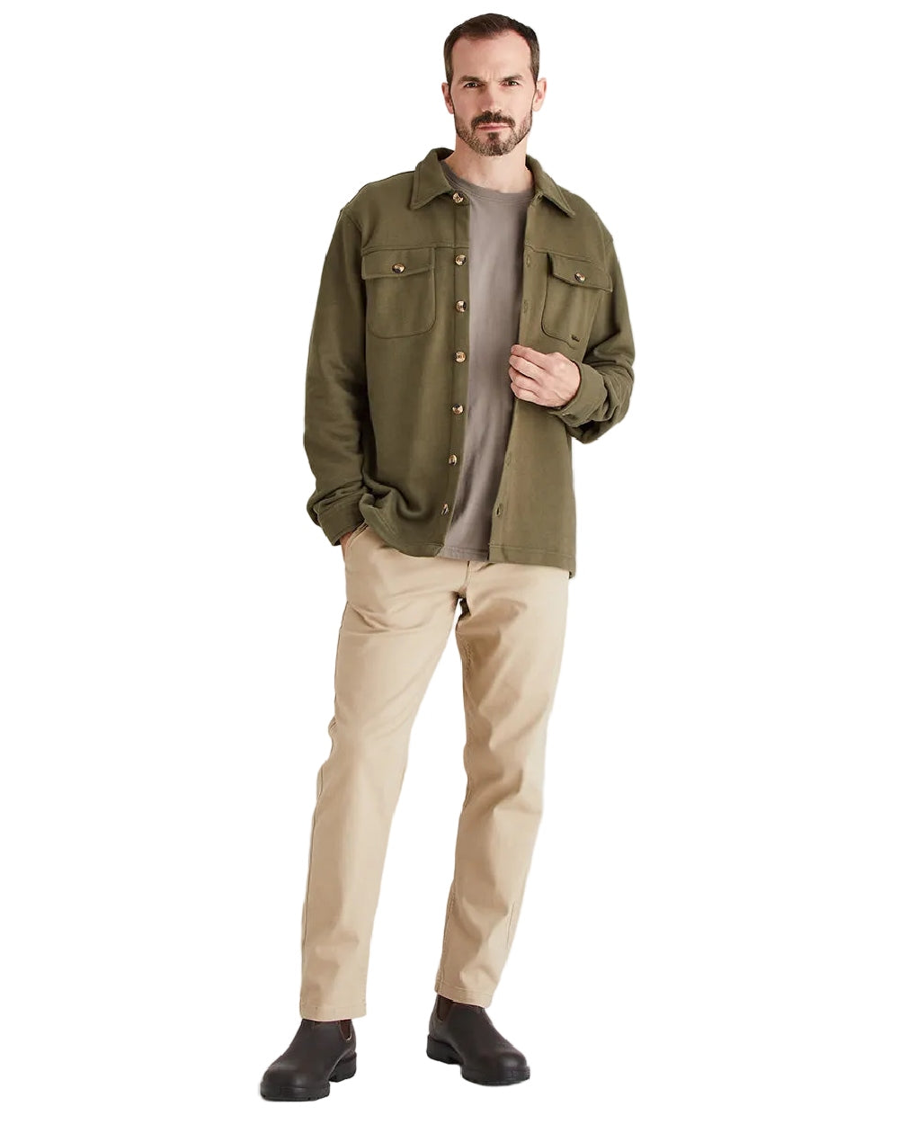 Ivy Green Coloured Ridgeline Mens Burnham Work Shirt on white background