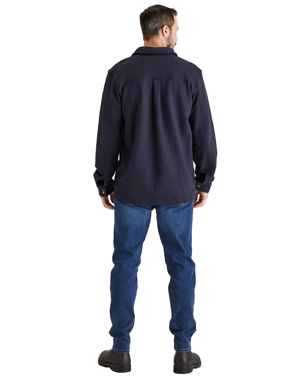 Navy Coloured Ridgeline Mens Burnham Work Shirt on white background