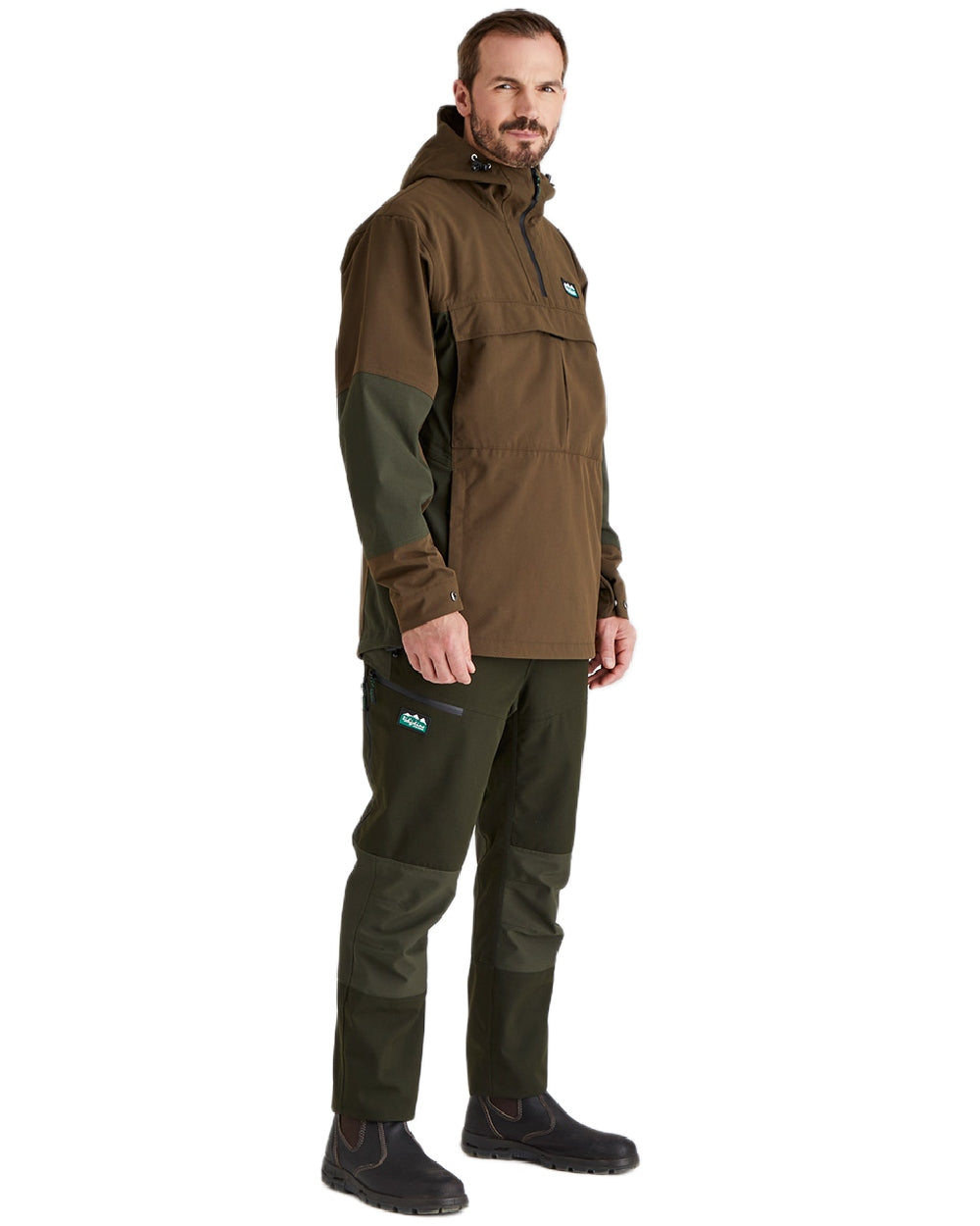 Bark Deep Forest Coloured Ridgeline Mens Cambrian Smock on white background