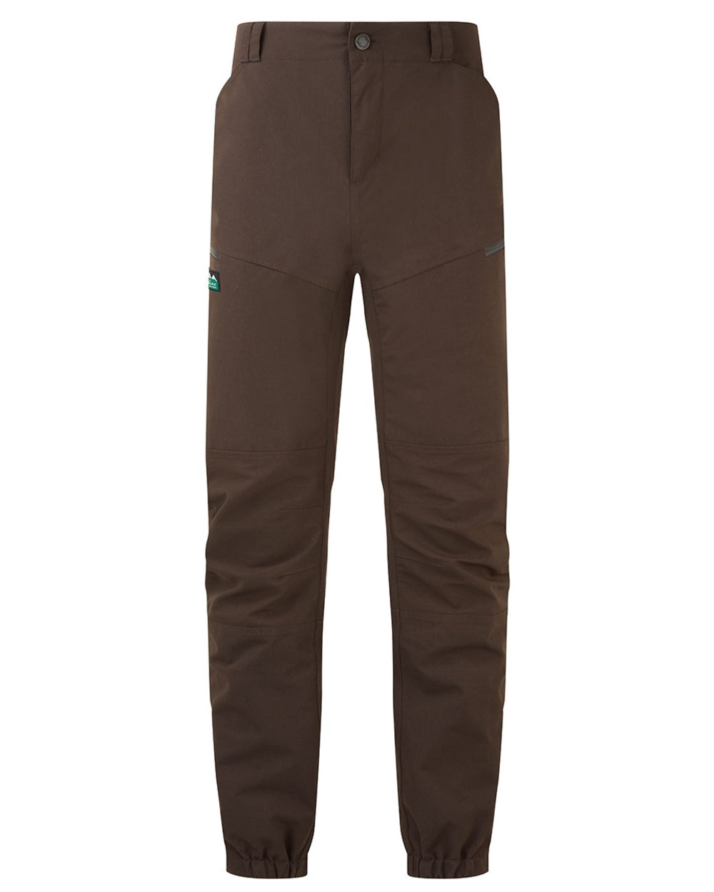 Deep Bark coloured Ridgeline Mens Cambrian Trousers on white background