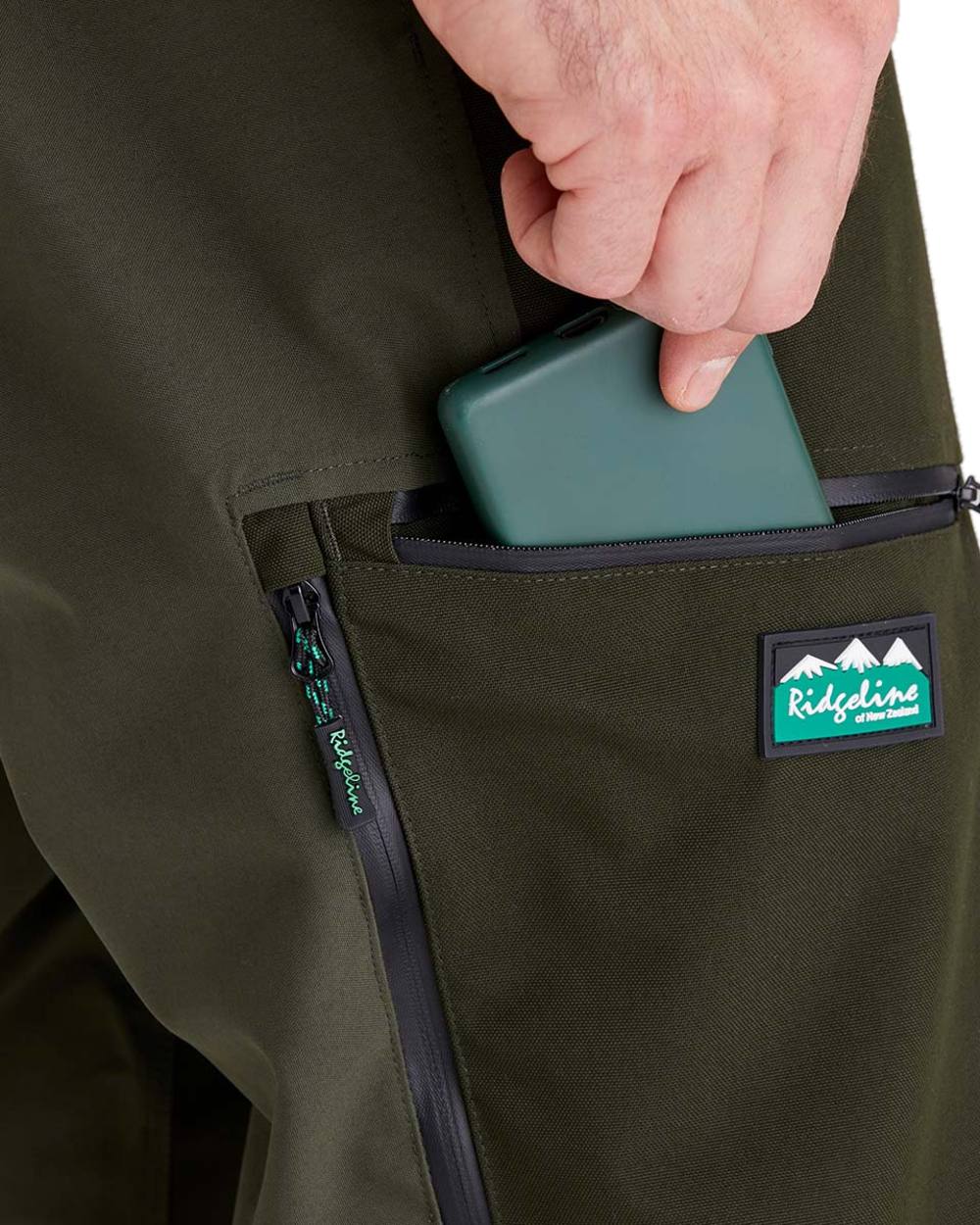 Deep Forest coloured Ridgeline Mens Cambrian Trousers on white background