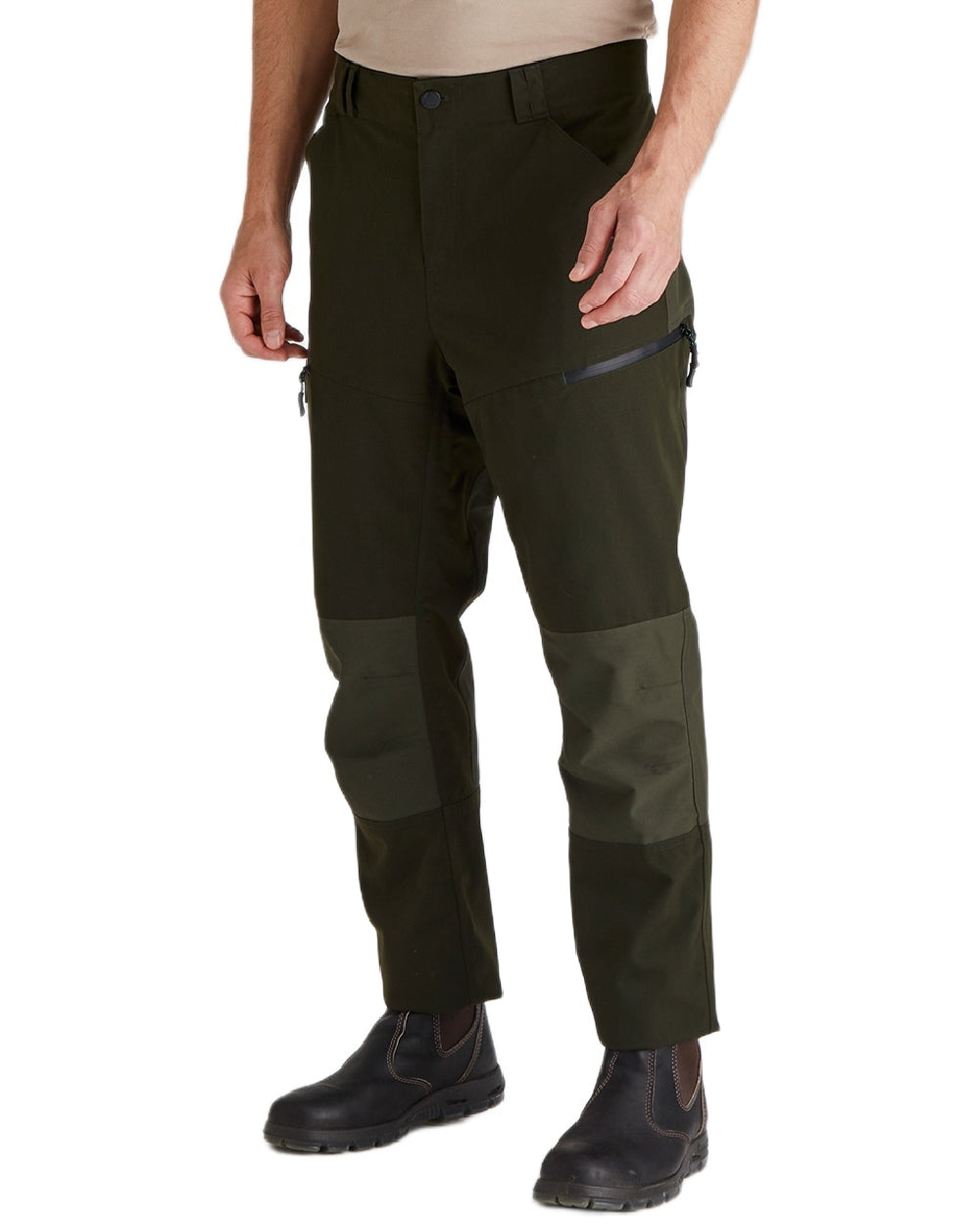 Deep Forest coloured Ridgeline Mens Cambrian Trousers on white background