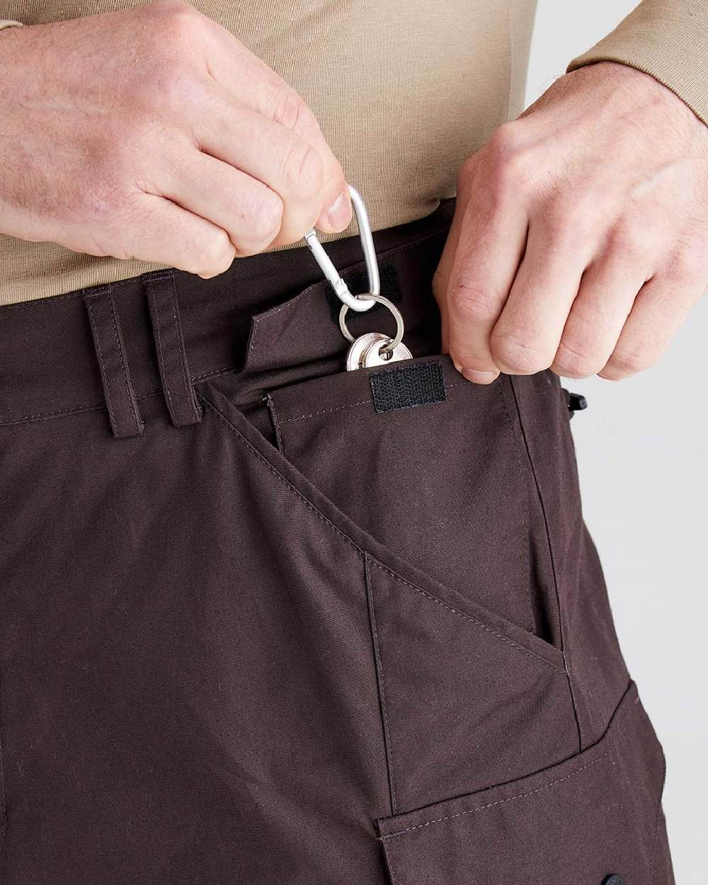 Deep Bark coloured Ridgeline Mens Grafter Trousers on grey background