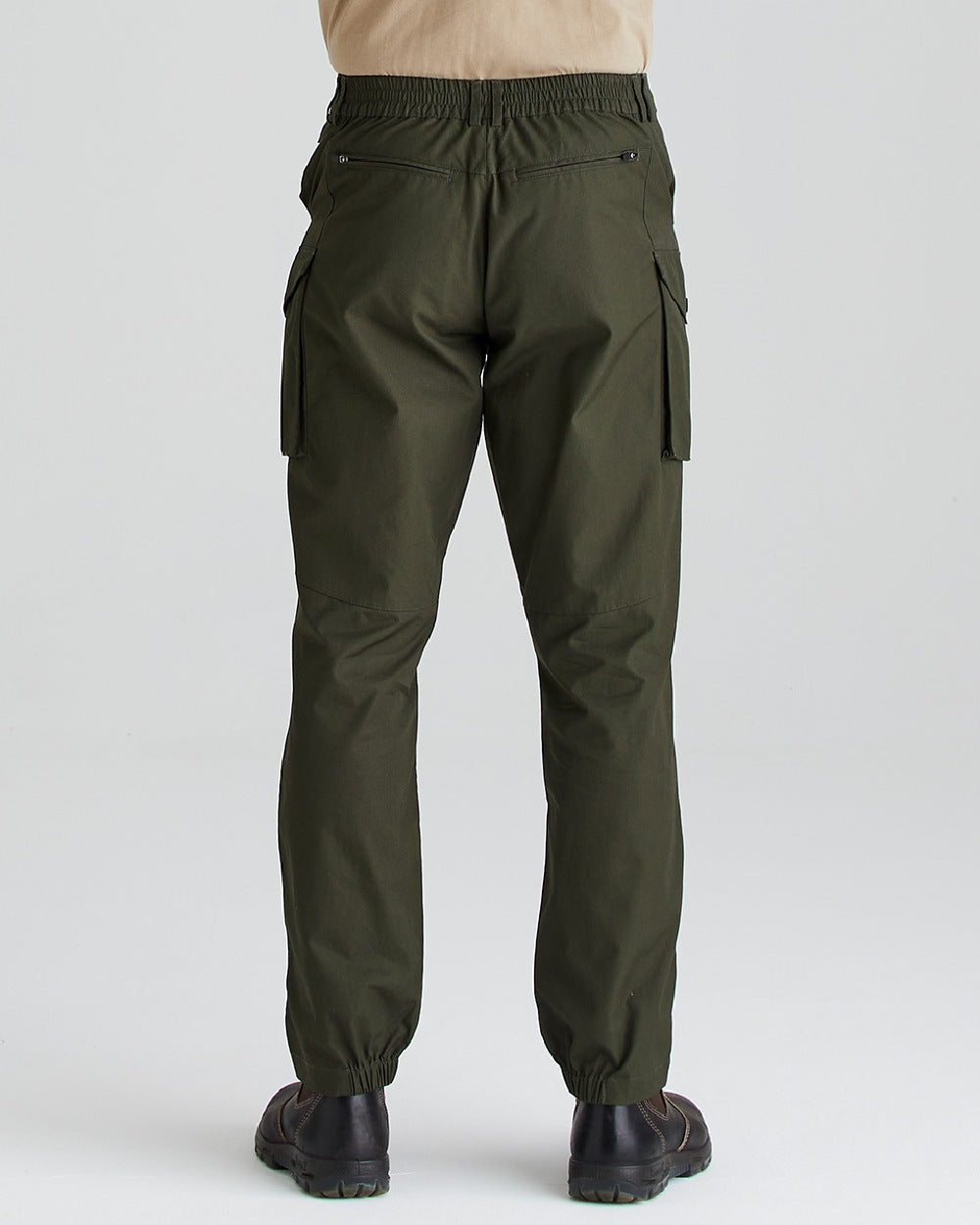 Deep Forest coloured Ridgeline Mens Grafter Trousers on grey background