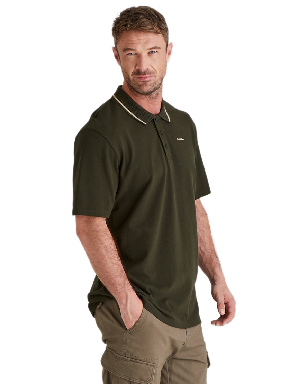 Deep Forest Coloured Ridgeline Mens Kilworth Polo Shirt on white background