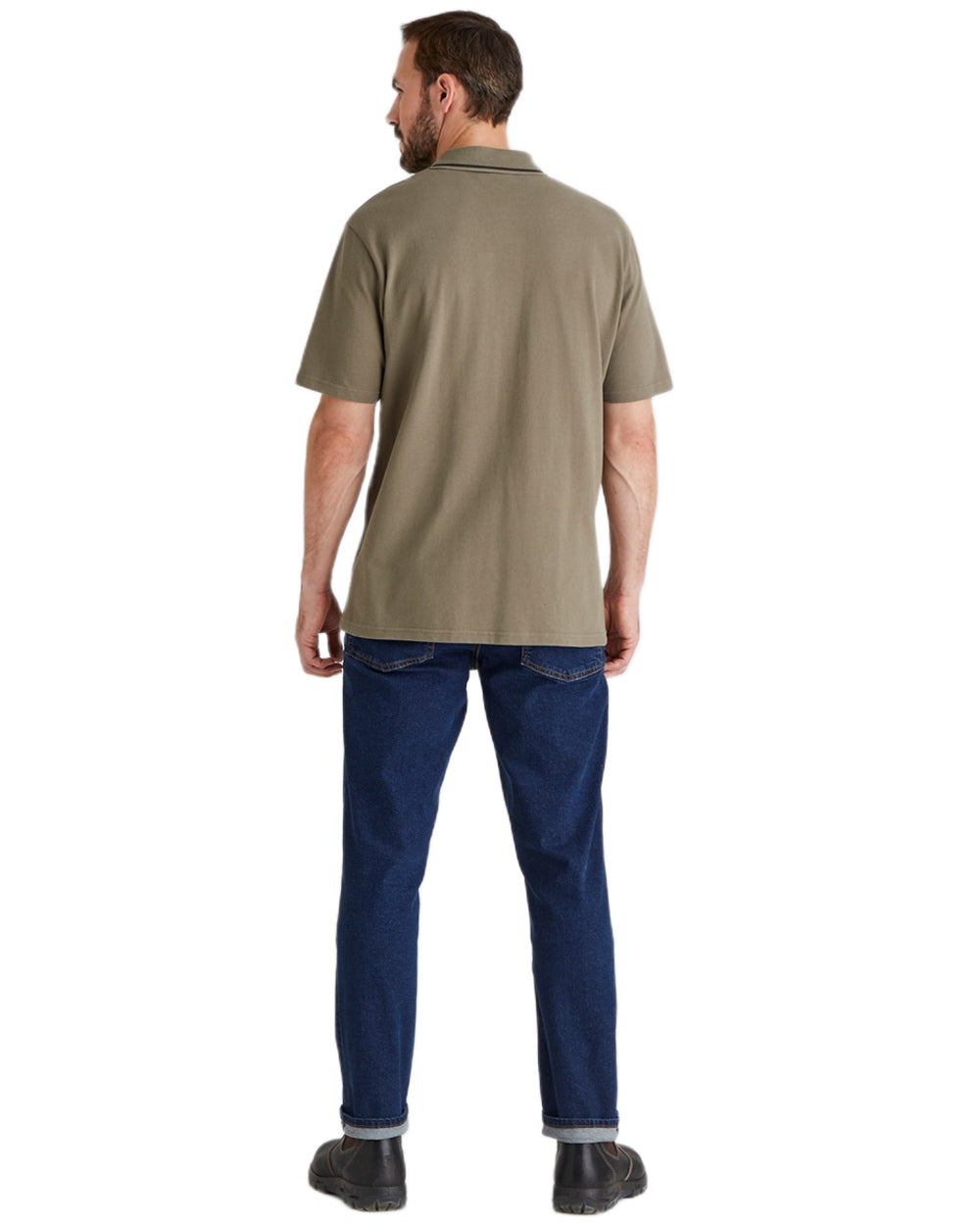 Olive Coloured Ridgeline Mens Kilworth Polo Shirt on white background