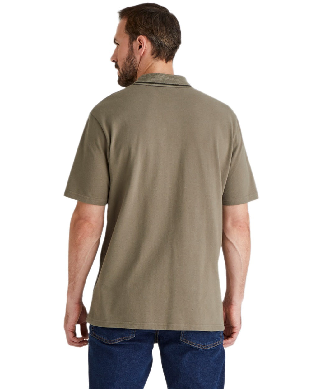 Olive Coloured Ridgeline Mens Kilworth Polo Shirt on white background