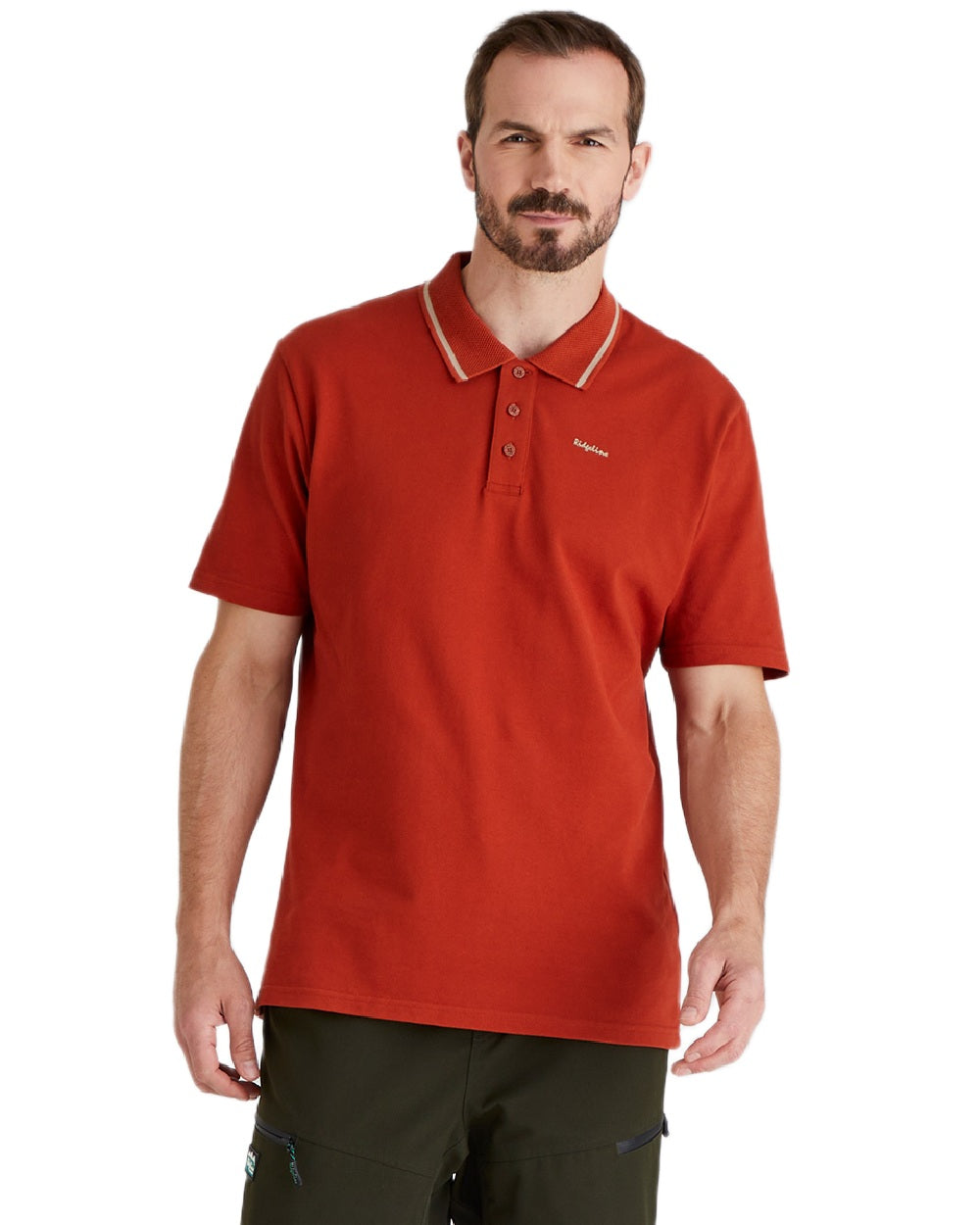 Russet Coloured Ridgeline Mens Kilworth Polo Shirt on white background