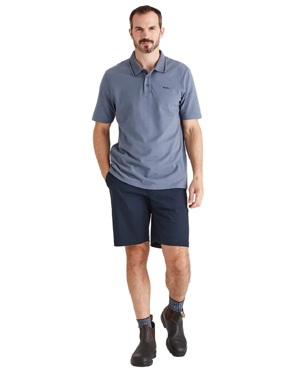 Storm Coloured Ridgeline Mens Kilworth Polo Shirt on white background