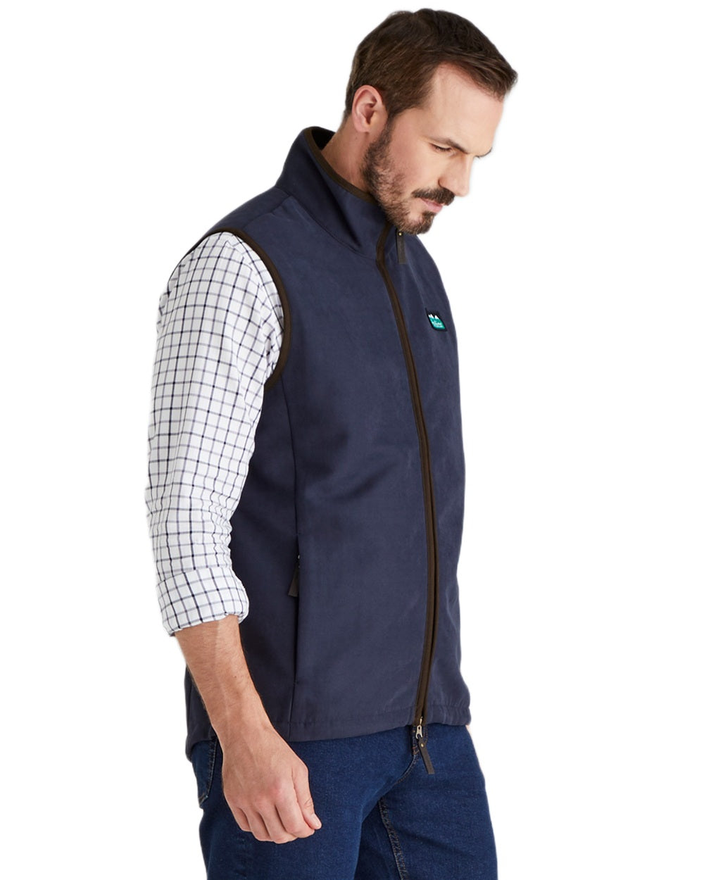 Navy coloured Ridgeline Mens Monarch Gilet on white background