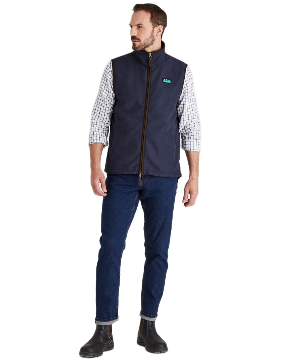 Navy coloured Ridgeline Mens Monarch Gilet on white background