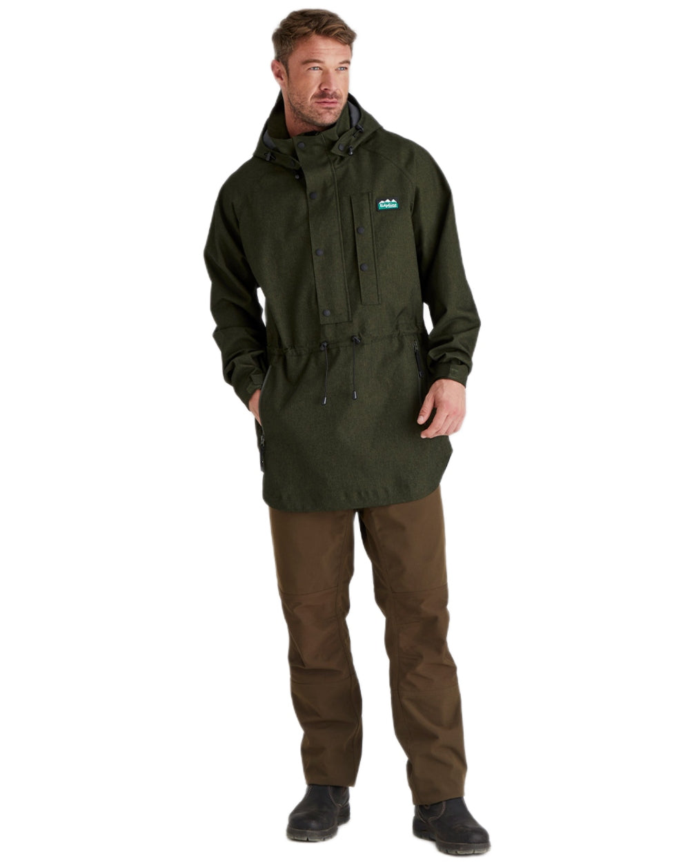 Deep Forest Marl coloured Ridgeline Mens Monsoon Light Smock on white background