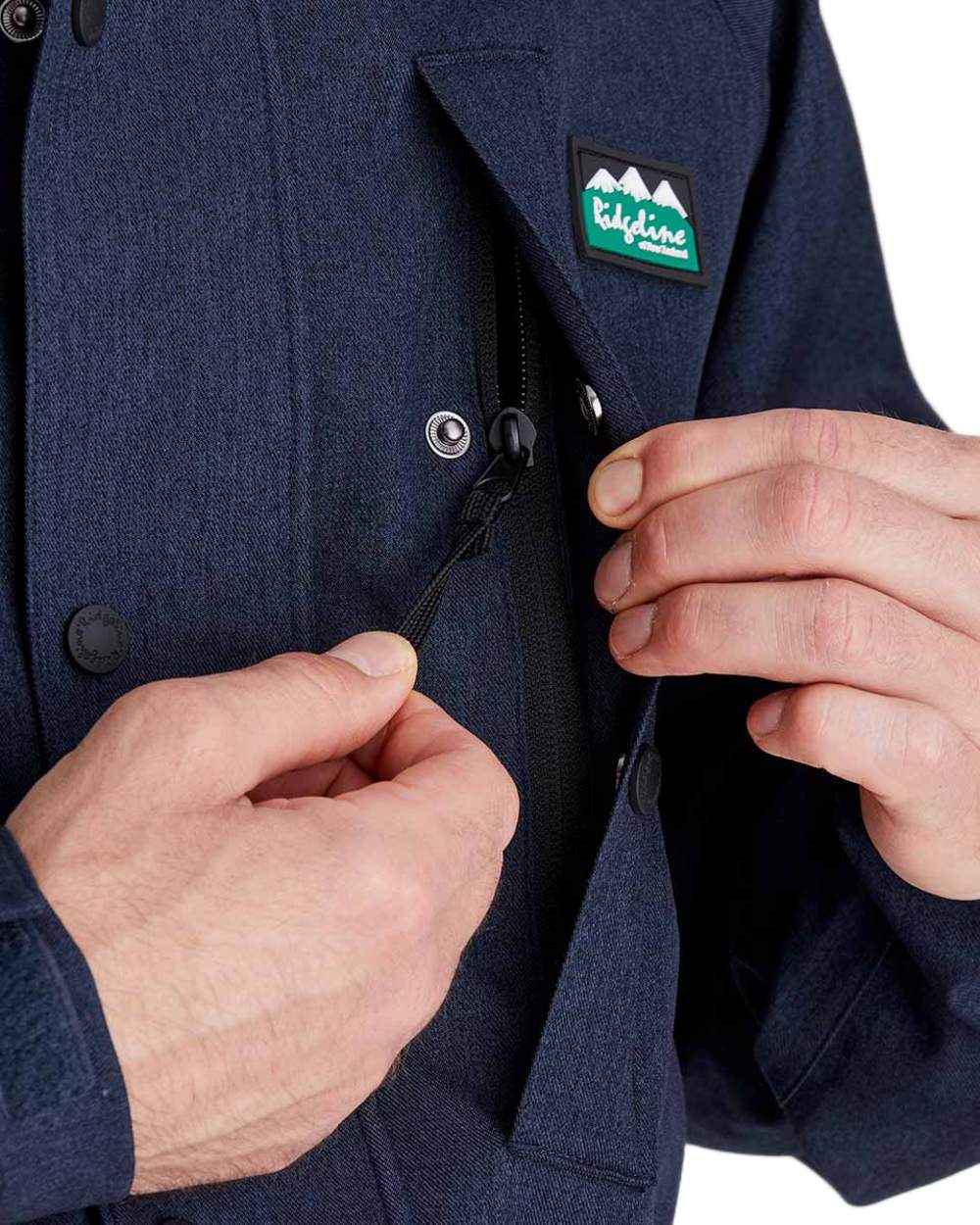 Navy Marl coloured Ridgeline Mens Monsoon Light Smock on white background