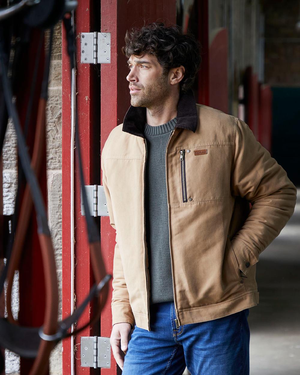 Sienna coloured Ridgeline Mens Montana Work Coat on white background