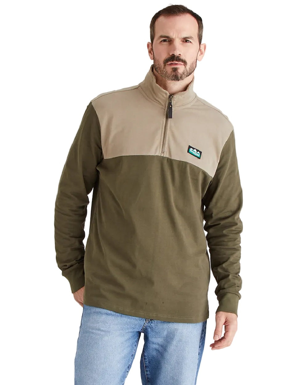 Ivy Green Multi Coloured Ridgeline Mens Salthouse Quarter Zip Top on white background