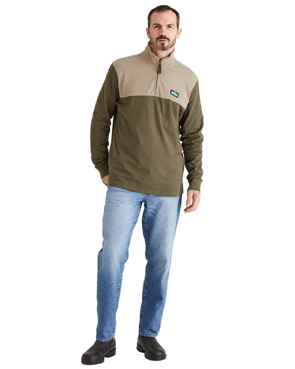 Ivy Green Multi Coloured Ridgeline Mens Salthouse Quarter Zip Top on white background