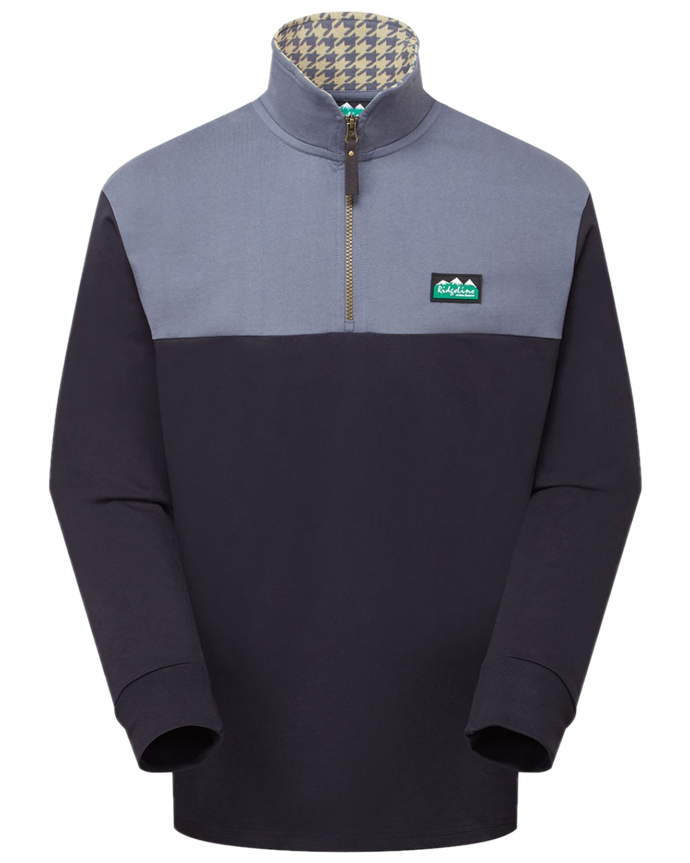Navy Multi Coloured Ridgeline Mens Salthouse Quarter Zip Top on white background