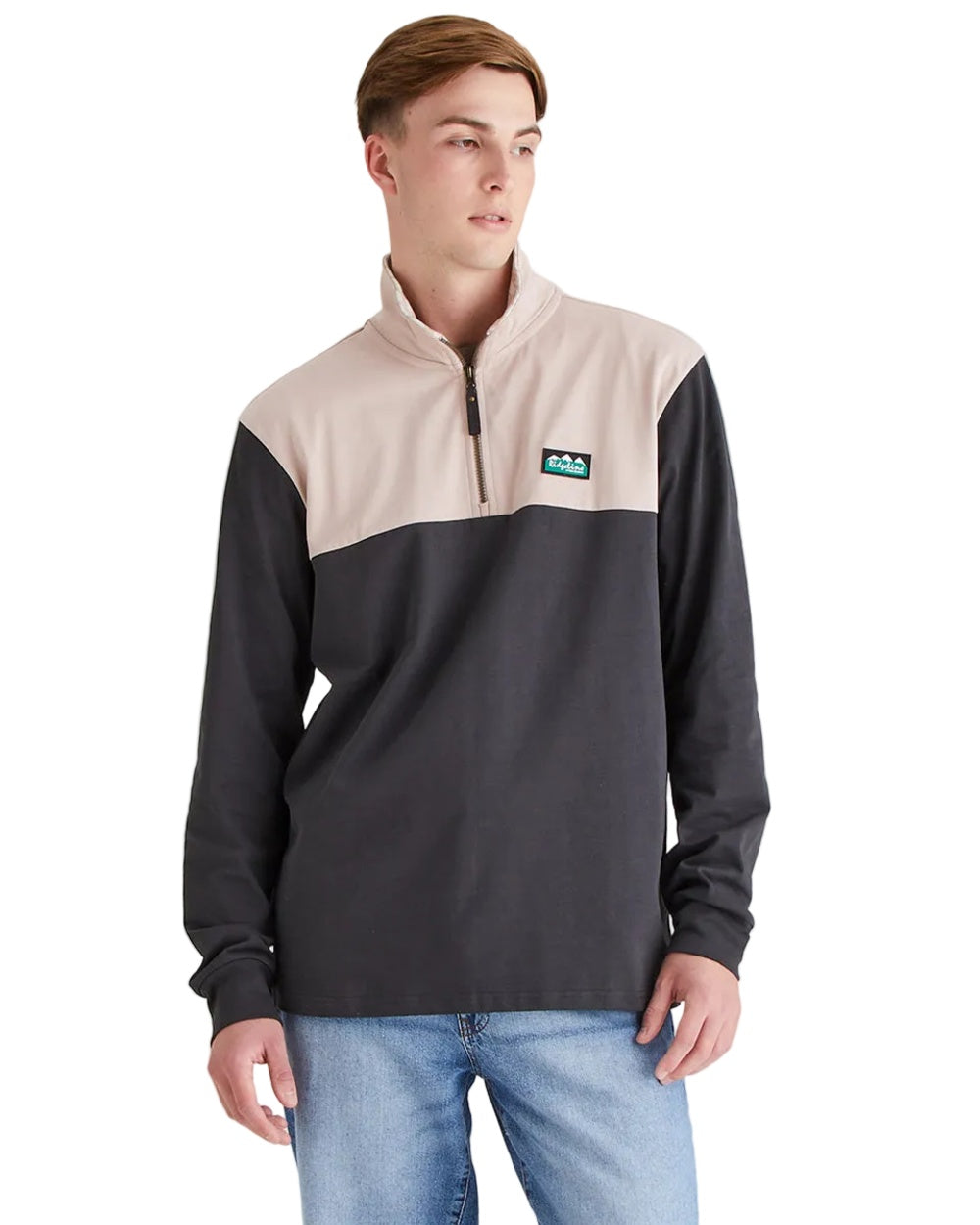 Shale Multi Coloured Ridgeline Mens Salthouse Quarter Zip Top on white background