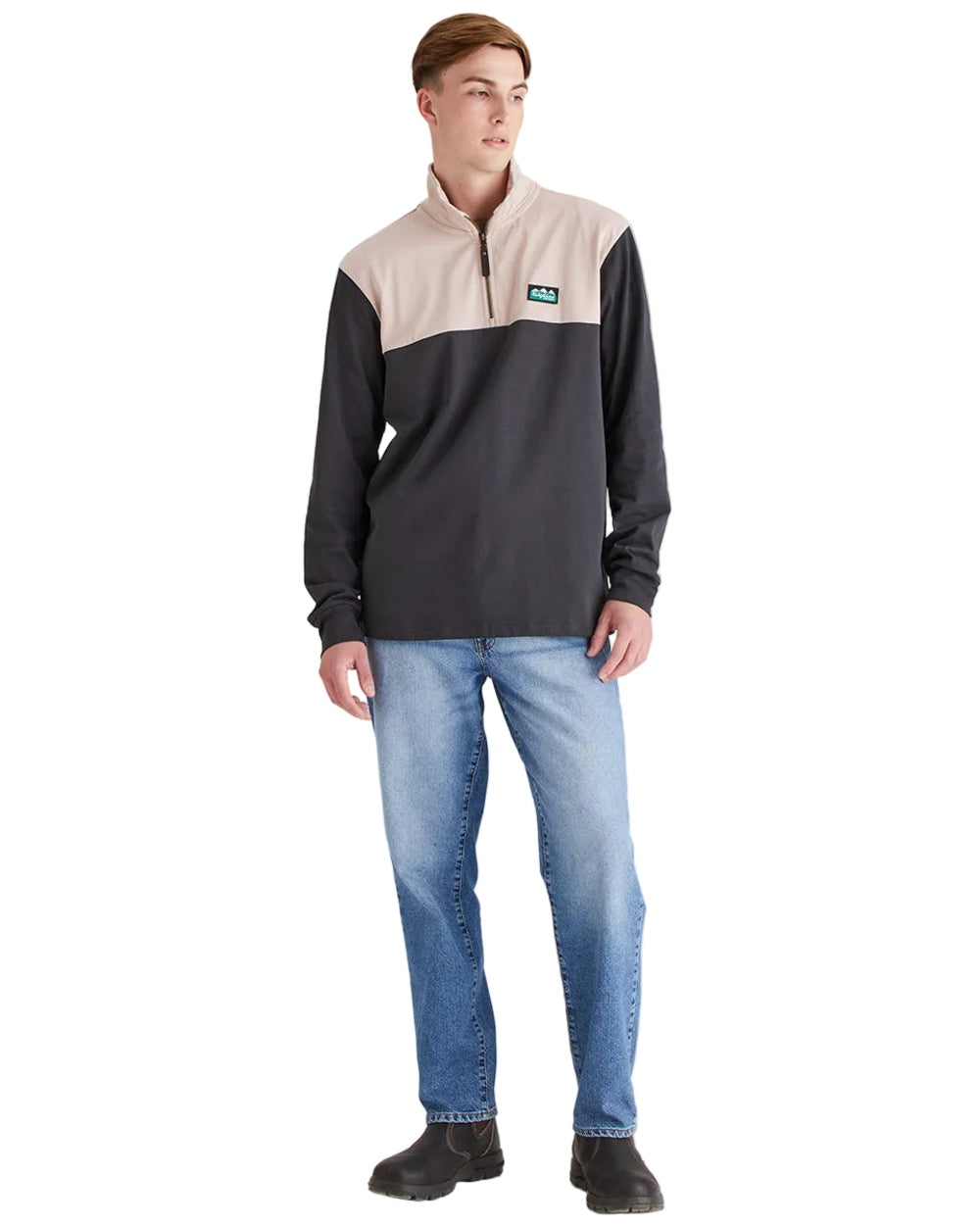Shale Multi Coloured Ridgeline Mens Salthouse Quarter Zip Top on white background