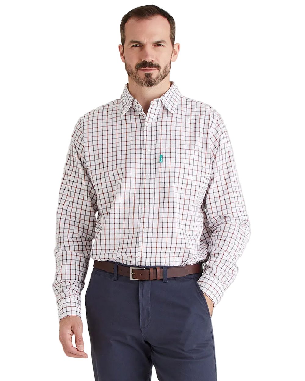 Shale Deep Russet Coloured Ridgeline Mens Sedgebrook Shirt on white background