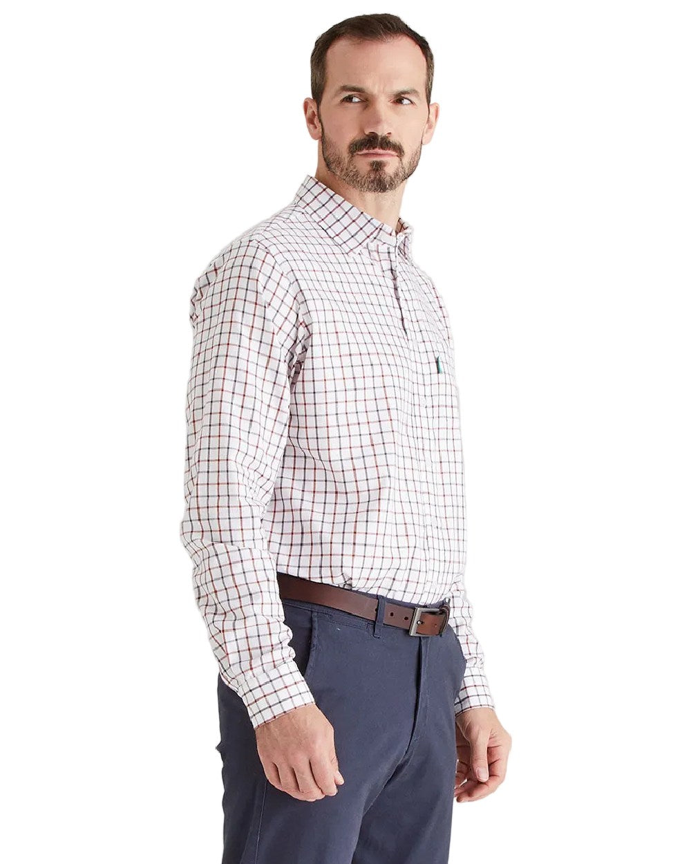 Shale Deep Russet Coloured Ridgeline Mens Sedgebrook Shirt on white background