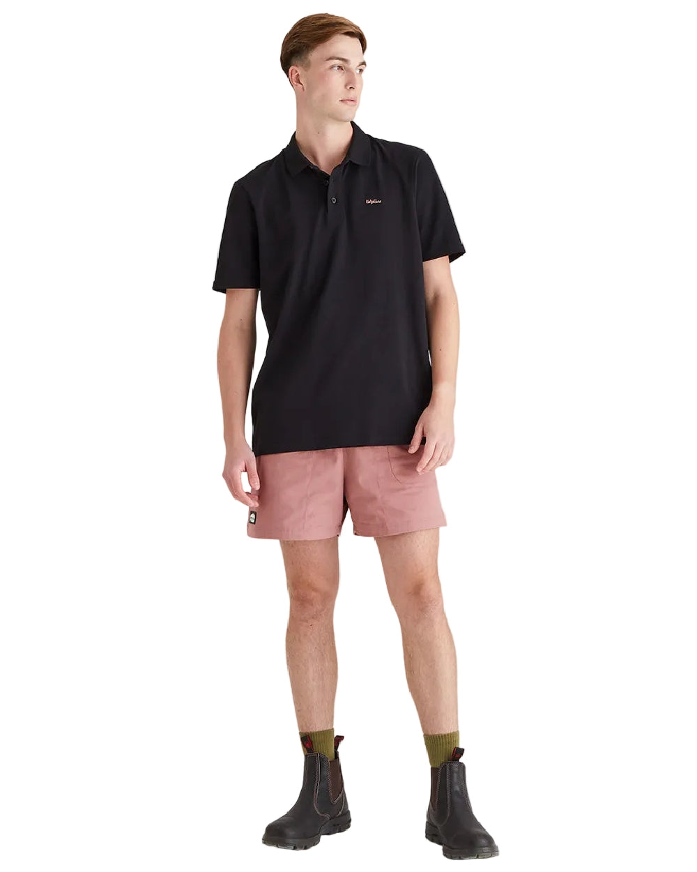 Black Coloured Ridgeline Mens Signature Polo Shirt on white background