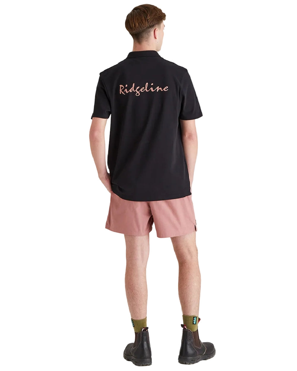 Black Coloured Ridgeline Mens Signature Polo Shirt on white background