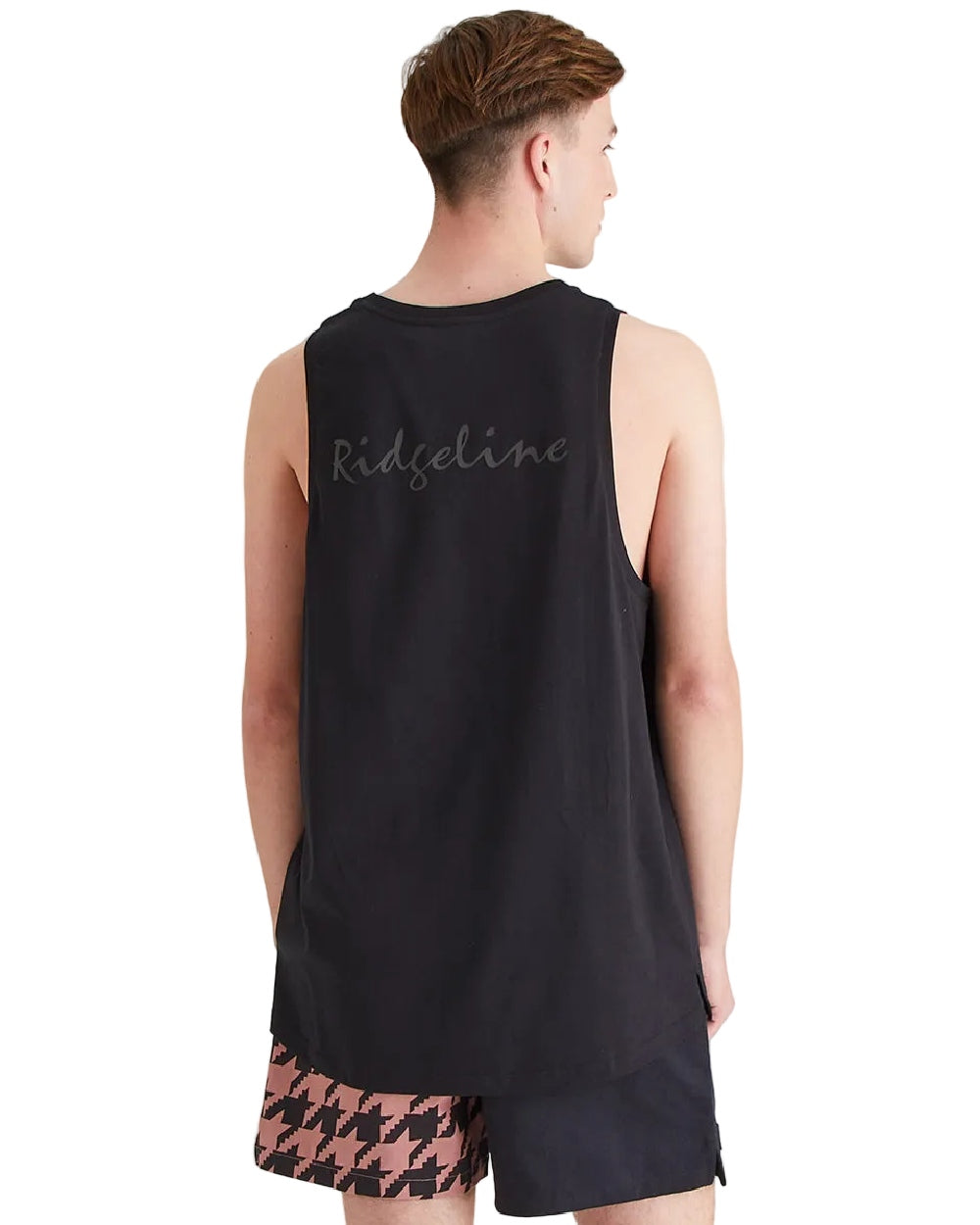 Black Coloured Ridgeline Mens Signature Singlet Top on white background