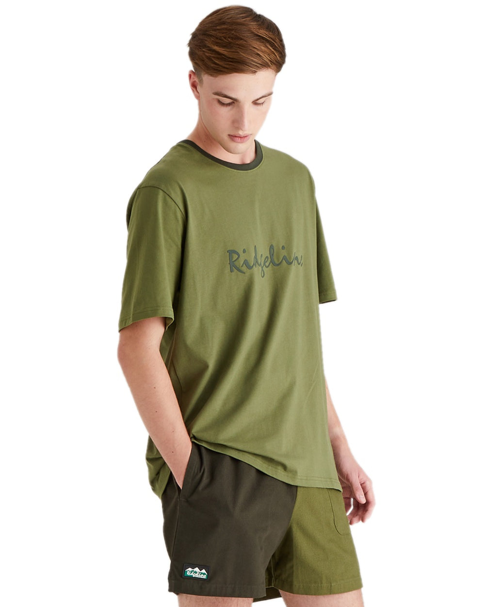 Fern Green Coloured Ridgeline Mens Signature T-Shirt on white background