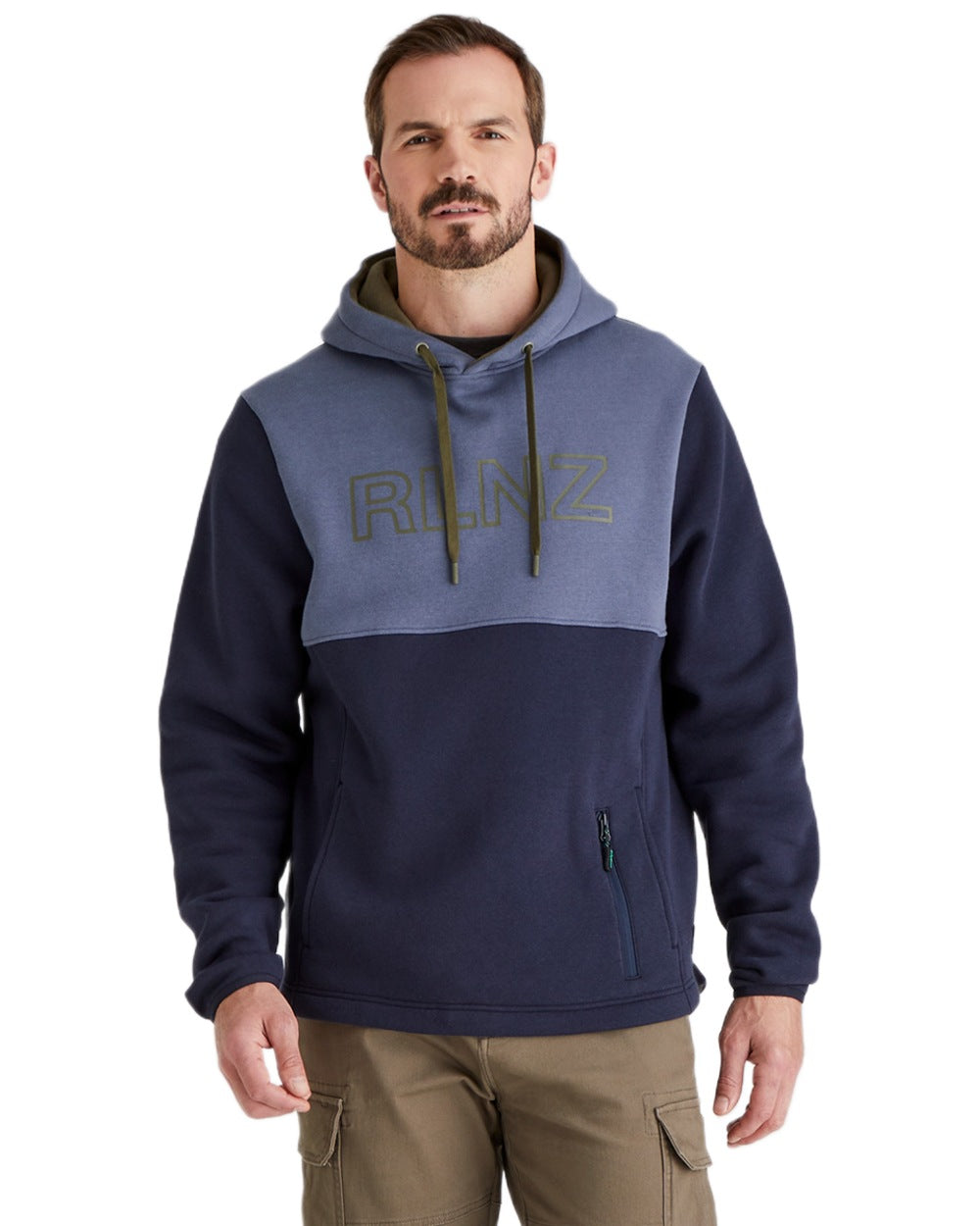 Navy coloured Ridgeline Mens South Island Hoodie on white background