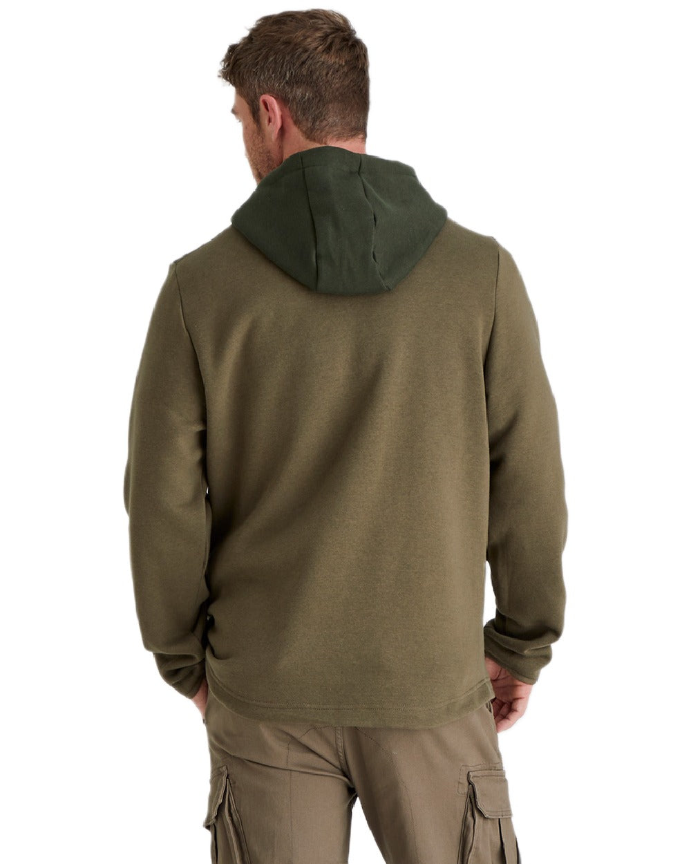 Olive coloured Ridgeline Mens South Island Hoodie on white background