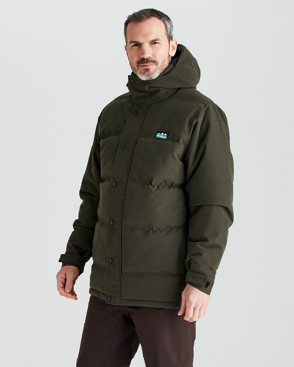 Deep Forest coloured Ridgeline Mens Tundra Thermal Jacket on grey background