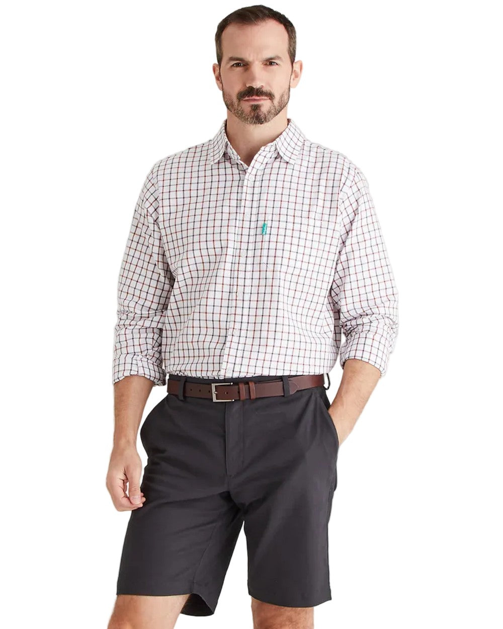 Shale Coloured Ridgeline Mens Waxham Shorts on white background