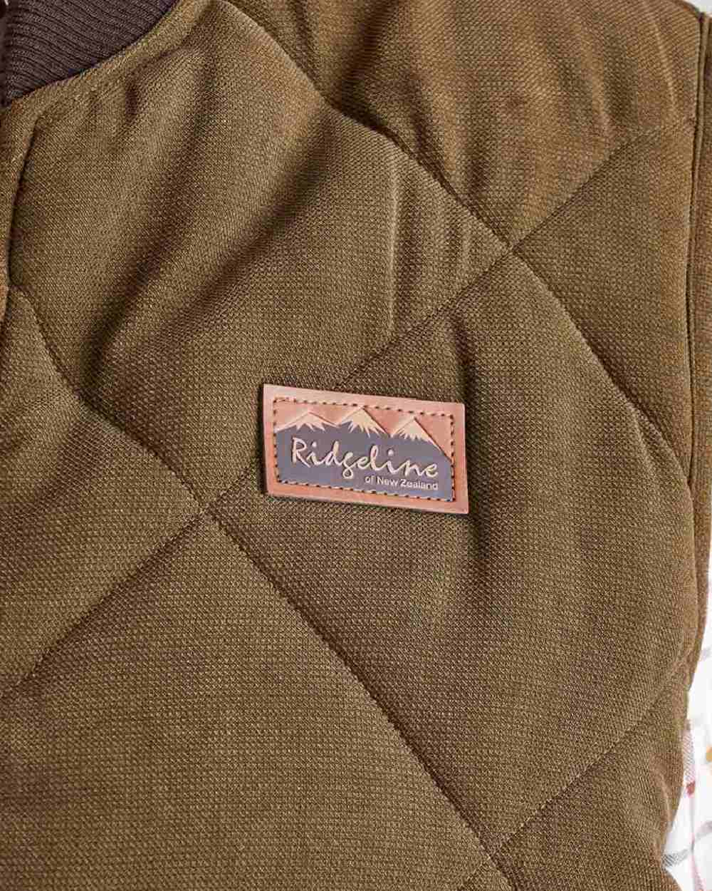 Moody Teak coloured Ridgeline Mens Wester Skeld Gilet on grey background
