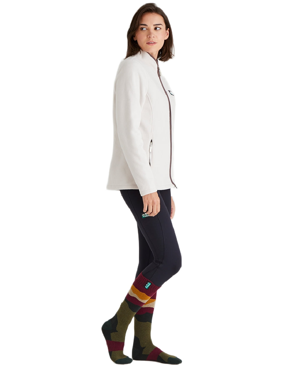 Berry Stripes Coloured Ridgeline Merino Wool Full Length Socks on white background