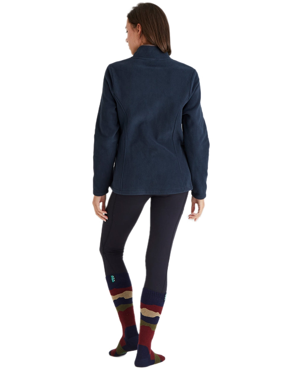 Navy Stripes Coloured Ridgeline Merino Wool Full Length Socks on white background