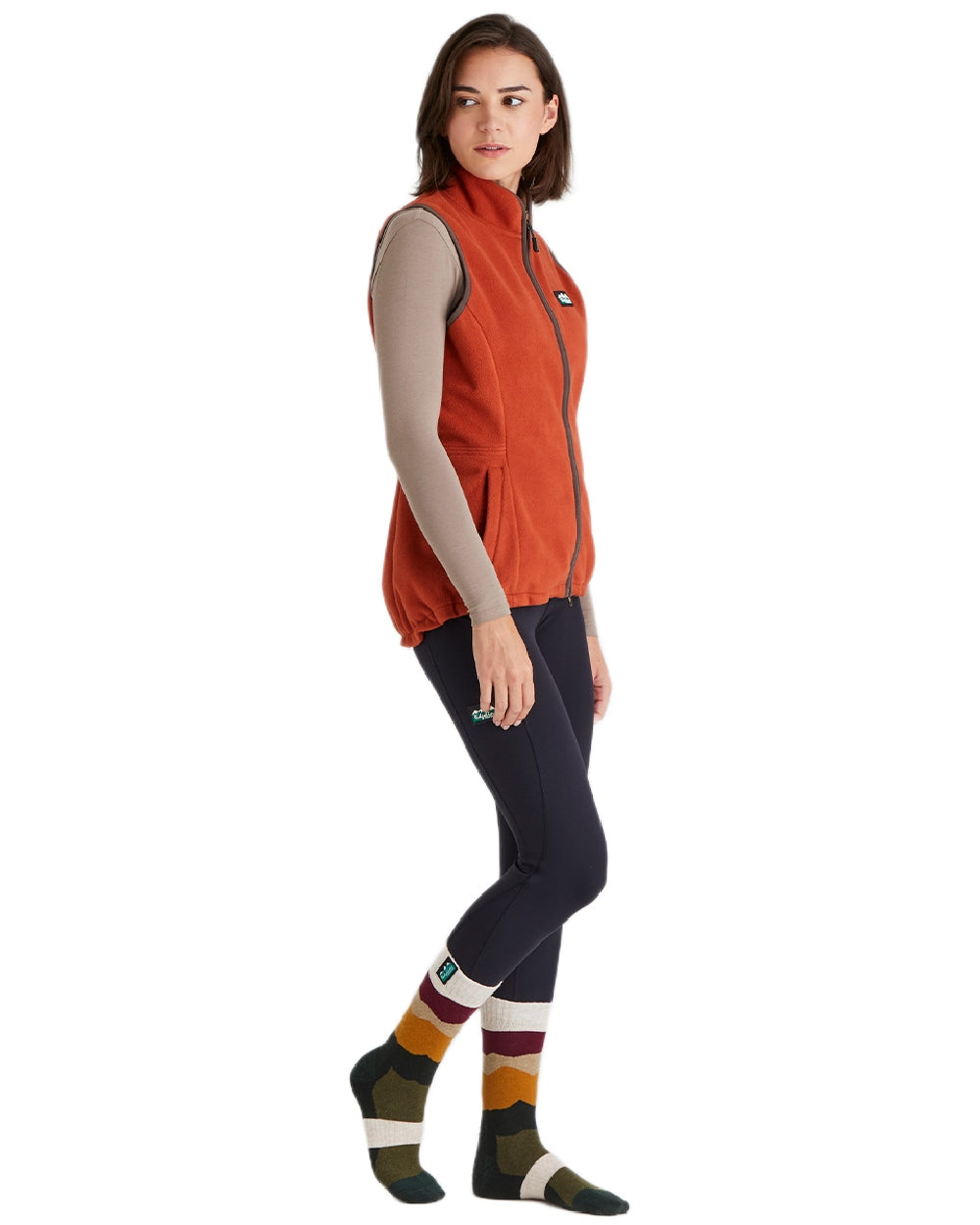 Berry Stripes Coloured Ridgeline Merino Wool Mid Length Socks on white background