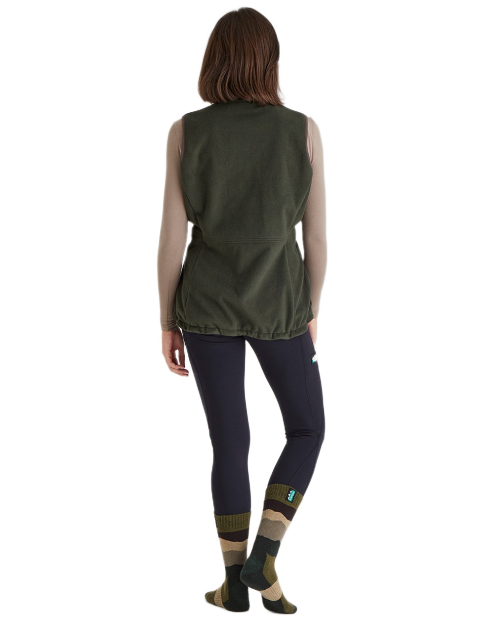 Olive Stripes Coloured Ridgeline Merino Wool Mid Length Socks on white background