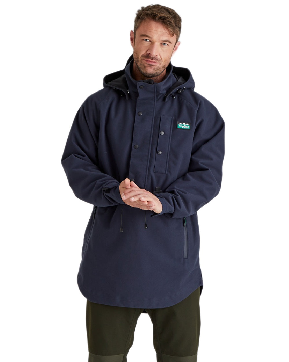 Navy Coloured Ridgeline Monsoon Classic Waterproof Smock on white background