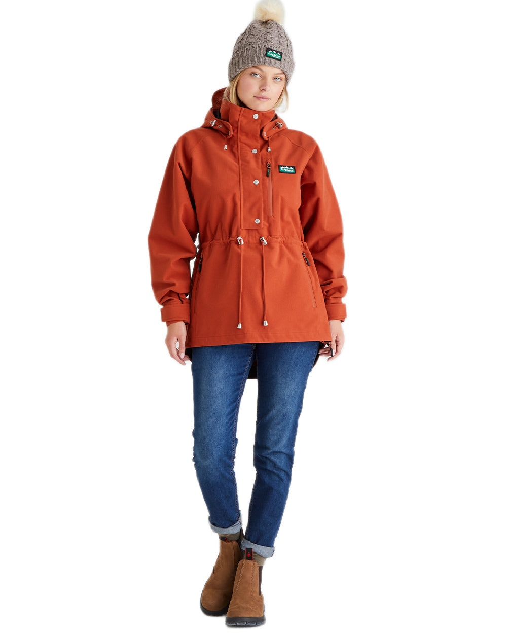 Mushroom Coloured Ridgeline Nordic Fleck Bobble Hat on white background