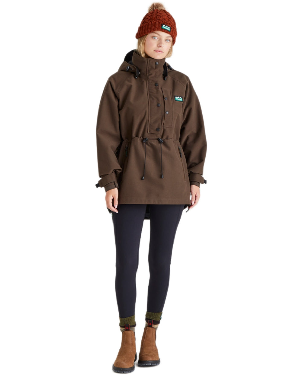 Russet Coloured Ridgeline Nordic Fleck Bobble Hat on white background